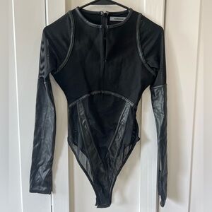 Maniere De Voir Black Long Sleeve Bodysuit